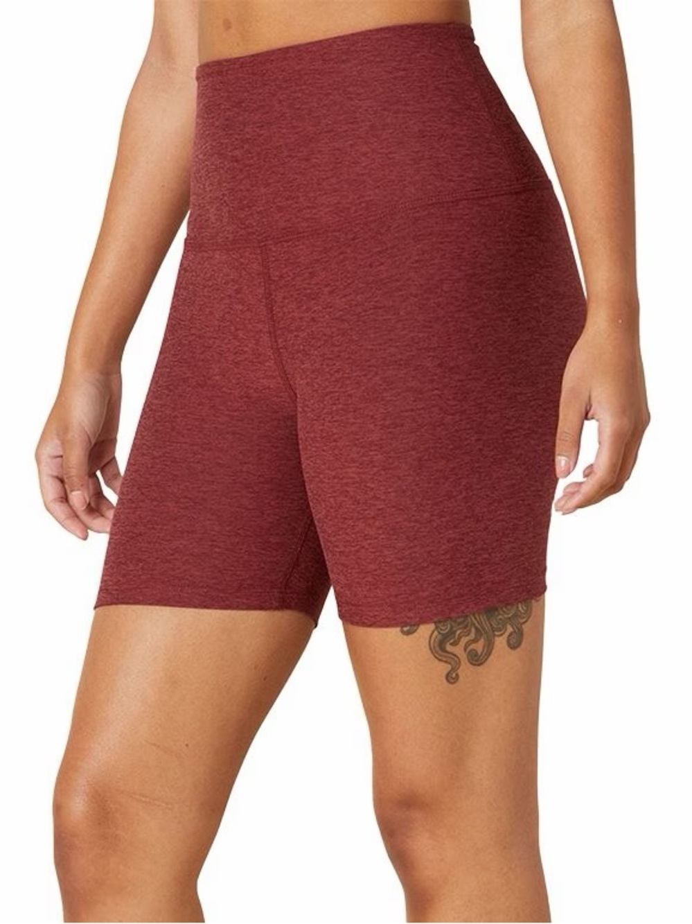 Beyond Yoga Women’s Spacedye Keep Pace Biker Short 4” in Midnight Burgundy M